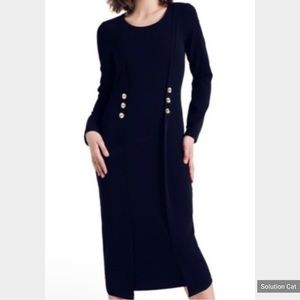 New Pepe RUNA Black Dress Size Medium with Button Features